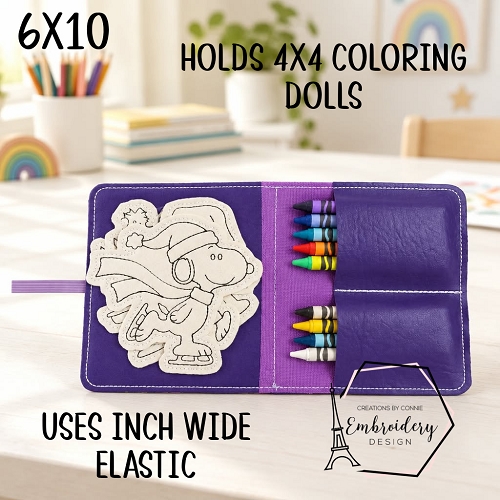 Coloring Doll Keeper Embroidery Design - INCH ELASTIC - 6x10